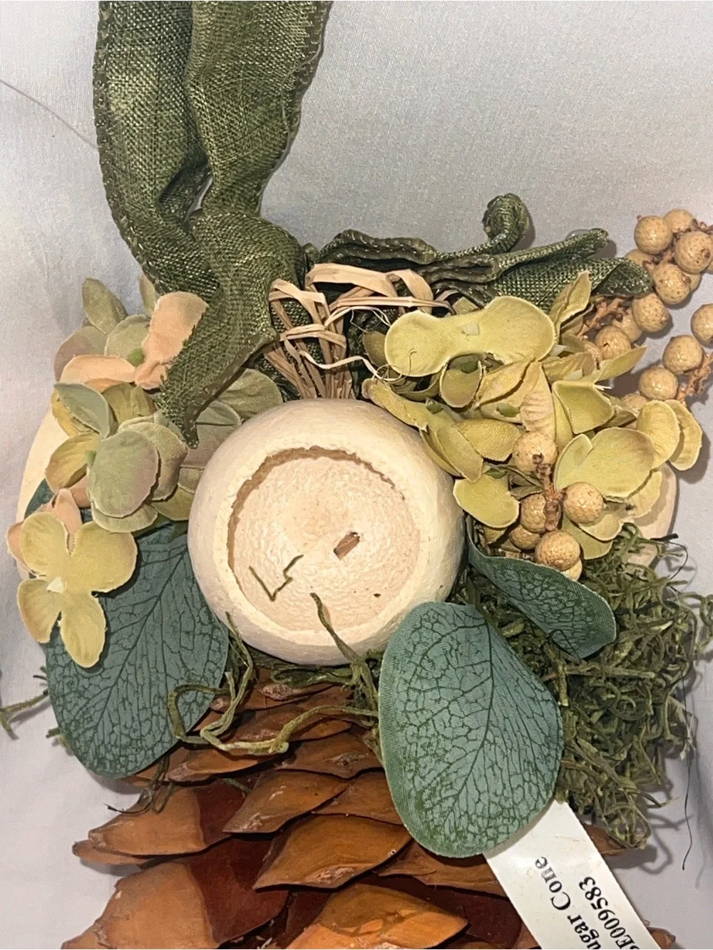 Brown Pinecone Hanging Garland with Green Loop and Foliage